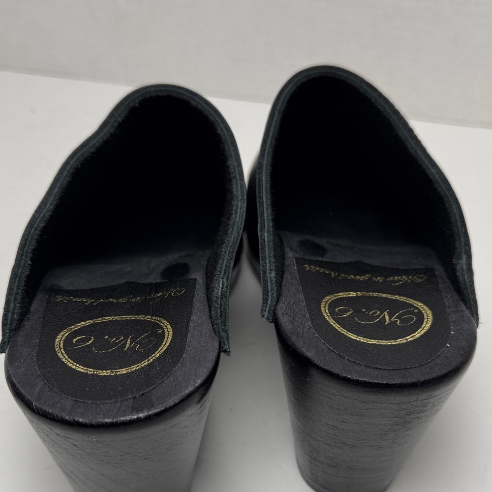 NO. 6 Store NWOB Old School Clog High Wooden Heel Black Leather Minimal Chic 38 - Picture 7 of 14